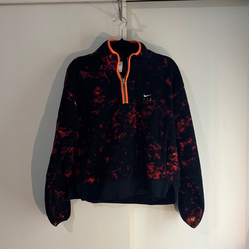 Nike Black and Red Patterned Fleece with Orange Trim